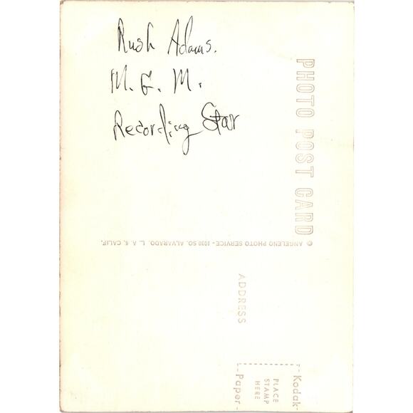 Vintage MGM Promo Photo Postcard Rush Adams Signed to Joyce - Picture 2 of 2